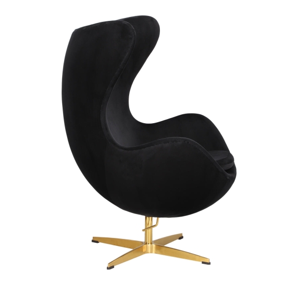 Fotel Jajo Velvet czarne/ złota podstawa - D2 DESIGN