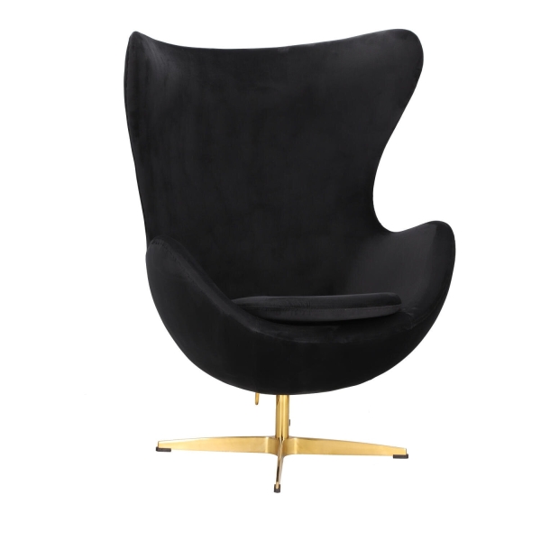 Fotel Jajo Velvet czarne/ złota podstawa - D2 DESIGN