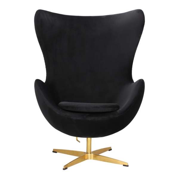 Fotel Jajo Velvet czarne/ złota podstawa - D2 DESIGN
