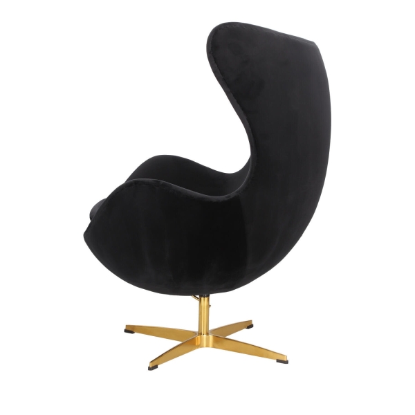 Fotel Jajo Velvet czarne/ złota podstawa - D2 DESIGN