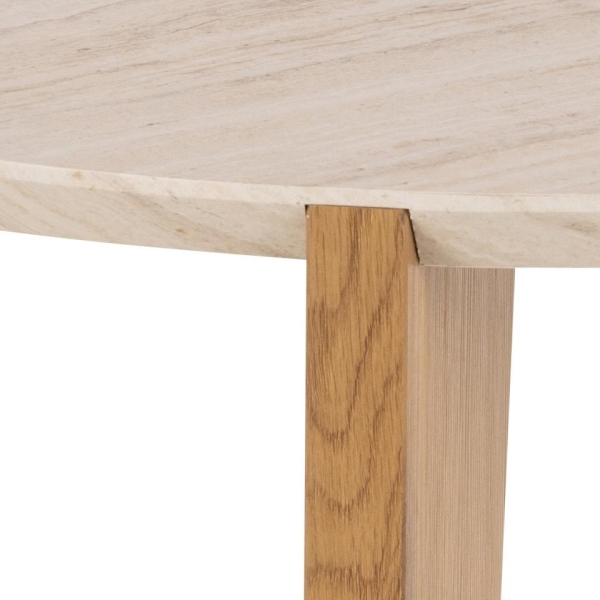 Stolik kawowy Dockland śr. 80cm trawertyn/dąb - ACTONA