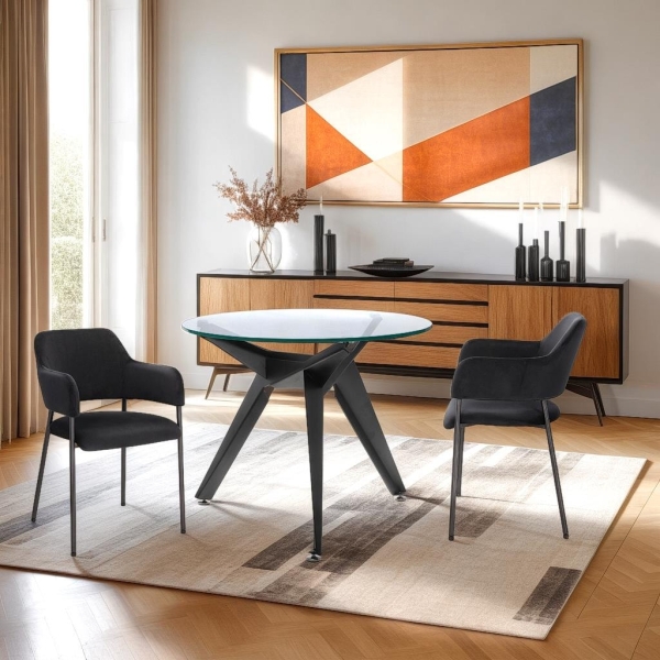 Stół Troy 90cm transparentny/ czarny - Intesi