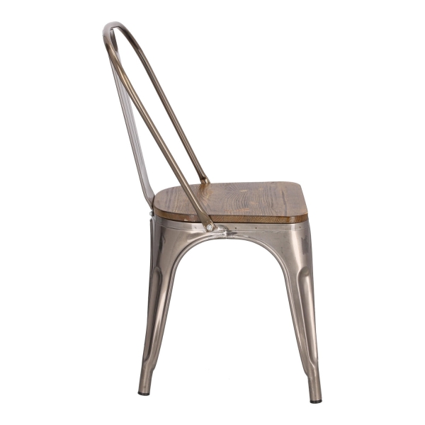 Krzesło Paris Wood metaliczne sosna orzech - D2 DESIGN
