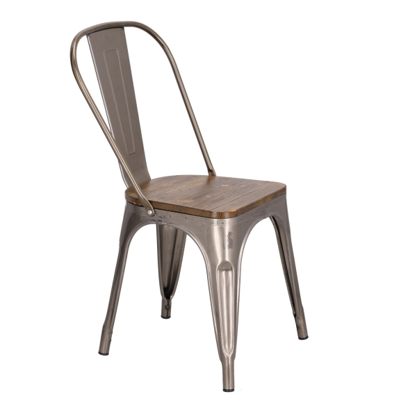 Krzesło Paris Wood metaliczne sosna orzech - D2 DESIGN