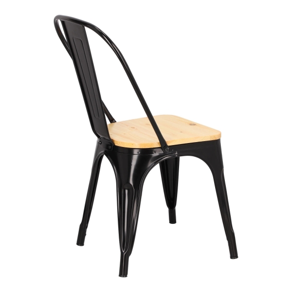 Krzesło Paris Wood czarne sosnanaturalna - D2 DESIGN