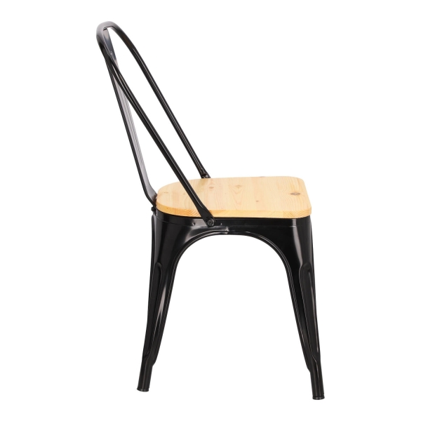 Krzesło Paris Wood czarne sosnanaturalna - D2 DESIGN