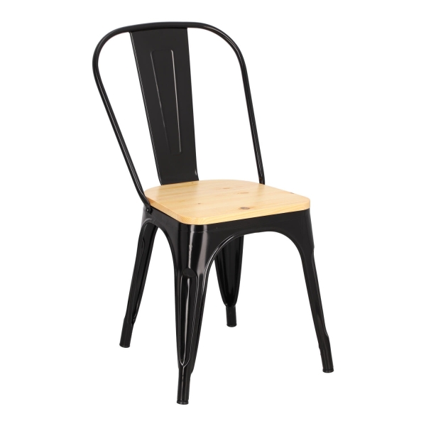 Krzesło Paris Wood czarne sosnanaturalna - D2 DESIGN