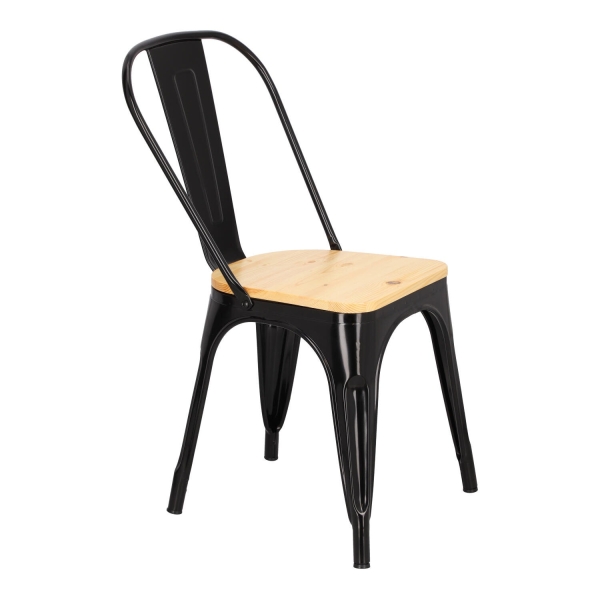 Krzesło Paris Wood czarne sosnanaturalna - D2 DESIGN