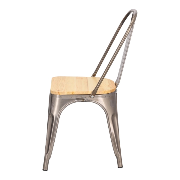 Krzesło Paris Wood metaliczne sosna naturalna - D2 DESIGN