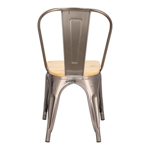 Krzesło Paris Wood metaliczne sosna naturalna - D2 DESIGN