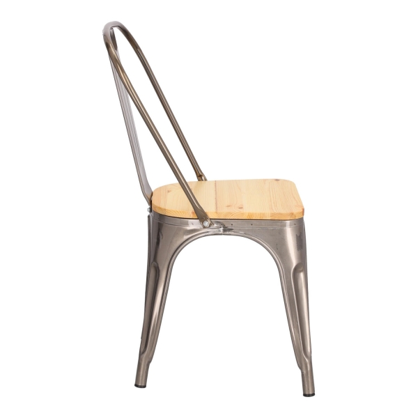 Krzesło Paris Wood metaliczne sosna naturalna - D2 DESIGN