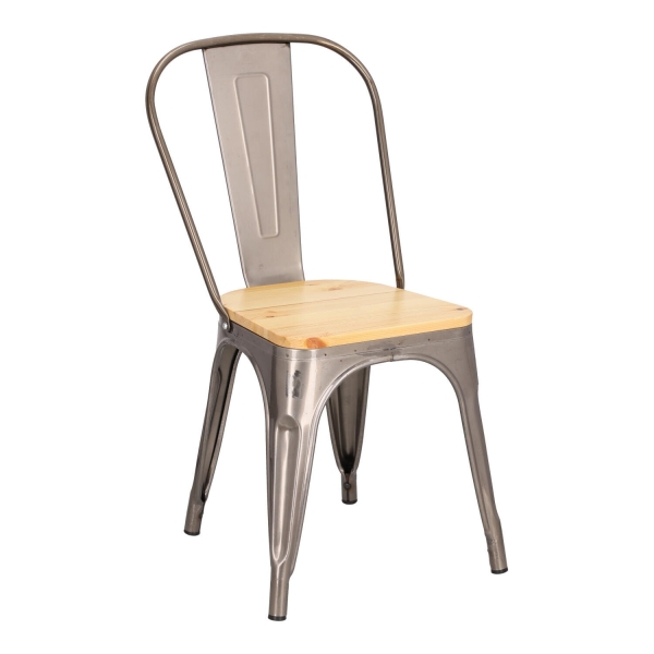 Krzesło Paris Wood metaliczne sosna naturalna - D2 DESIGN