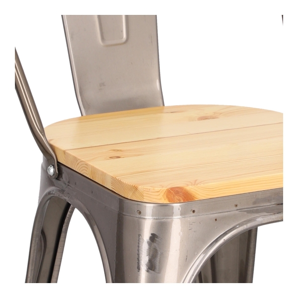 Krzesło Paris Wood metaliczne sosna naturalna - D2 DESIGN