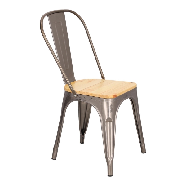 Krzesło Paris Wood metaliczne sosna naturalna - D2 DESIGN