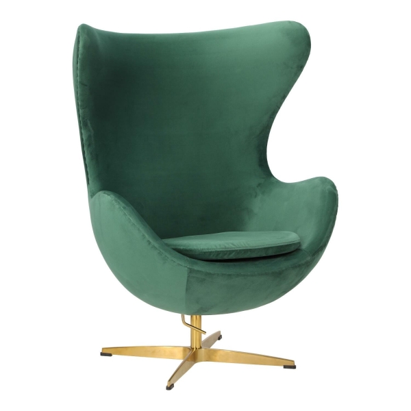 Fotel Jajo Velvet zielone/ złota podstawa - D2 DESIGN