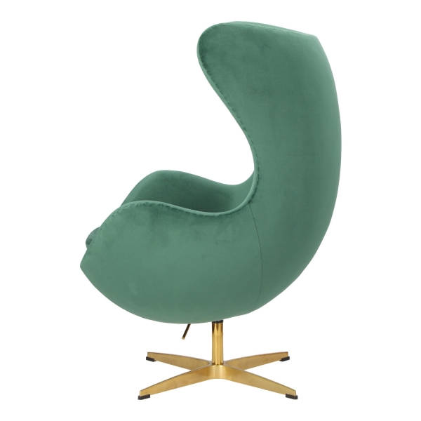 Fotel Jajo Velvet zielone/ złota podstawa - D2 DESIGN