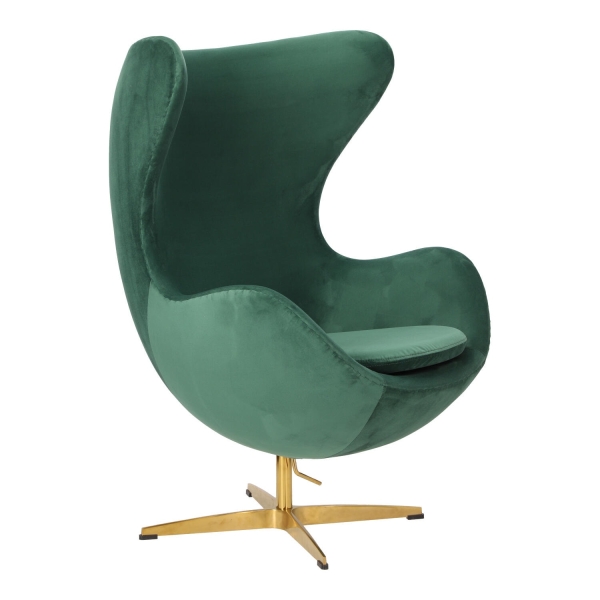 Fotel Jajo Velvet zielone/ złota podstawa - D2 DESIGN