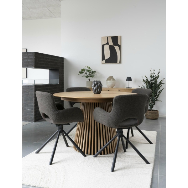 Krzesło Amorim obrotowe boucle brązowe jasne/ czarne - House Nordic