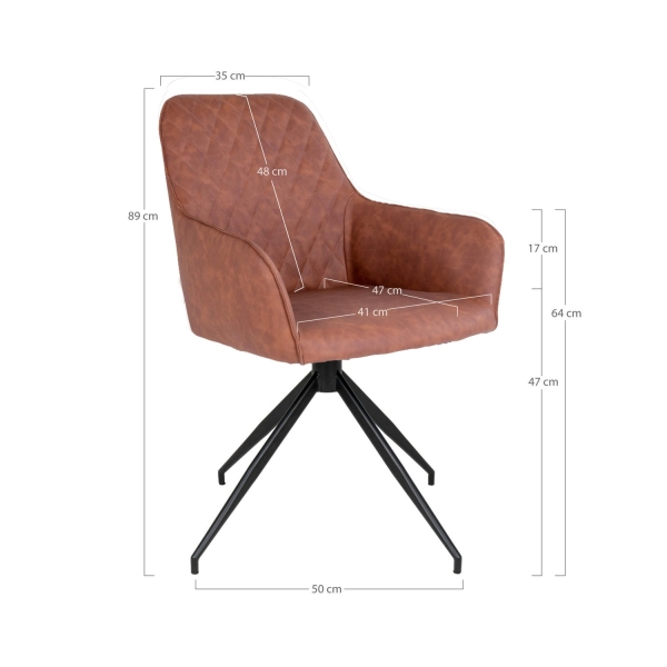 Krzesło Harbo obrotowe brązowe vintage PU/ czarne - House Nordic