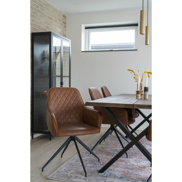 Krzesło Harbo obrotowe brązowe vintage PU/ czarne - House Nordic