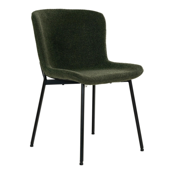 Krzesło Maceda boucle zielone ciemne/ czarne - House Nordic