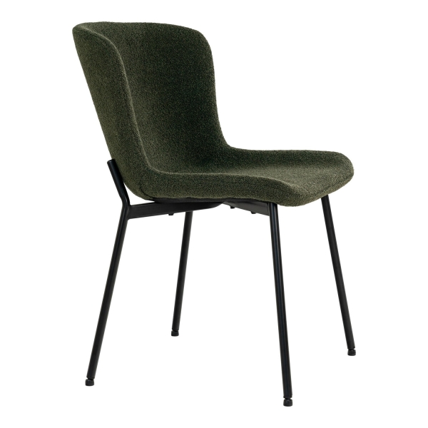 Krzesło Maceda boucle zielone ciemne/ czarne - House Nordic