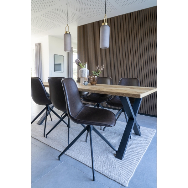 Krzesło Monaco obrotowe brązowe ciemne PU/ czarne - House Nordic