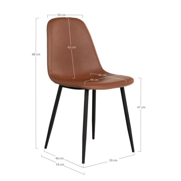 Krzesło Stockholm brązowe vintage PU/ czarne - House Nordic