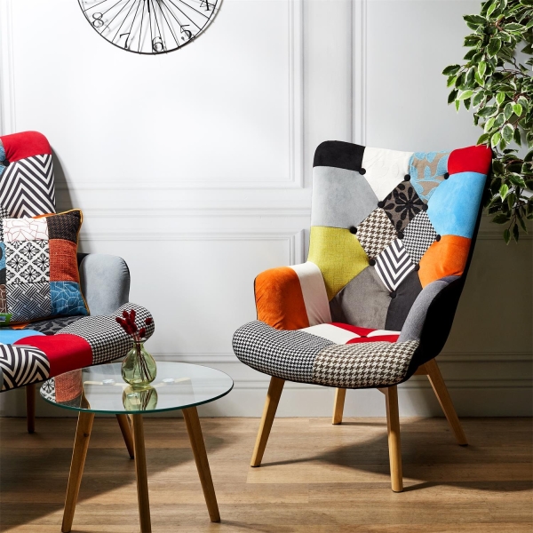 Fotel uszak Helsinki multikolor patchwork - Intesi