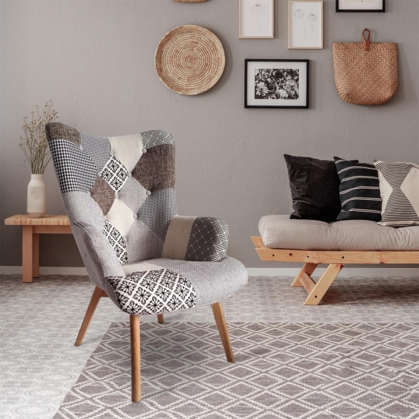 Fotel uszak Helsinki szary patchwork - Intesi