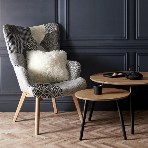 Fotel uszak Helsinki szary patchwork - Intesi