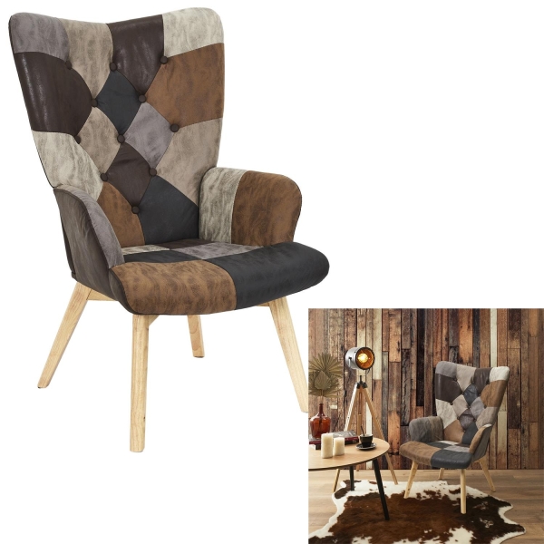 Fotel uszak Helsinki brązowy patchwork - Intesi