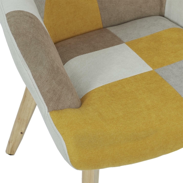 Fotel uszak Helsinki żółty patchwork - Intesi