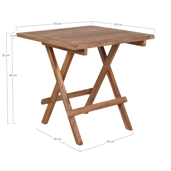 Stolik pomocniczy Bilbao 50x50cm naturalny tekowy - House Nordic