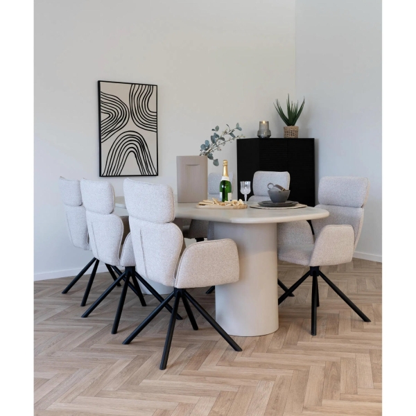 Krzesło Cordoba obrotowe beżowe/ czarne - House Nordic