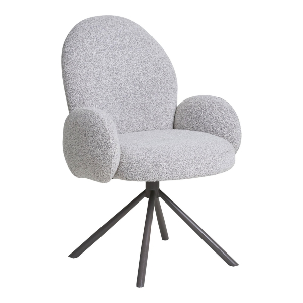 Krzesło obrotowe Lana z podłokietnikami boucle piaskowe - House Nordic