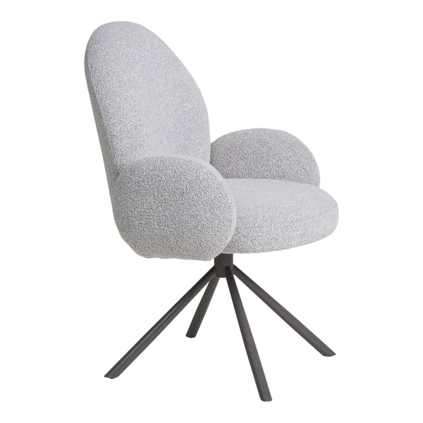 Krzesło obrotowe Lana z podłokietnikami boucle piaskowe - House Nordic