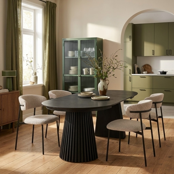 Krzesło Mira boucle piaskowe/czarne - House Nordic