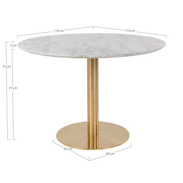 Stół Bolzano 110cm marmur/ złoty - House Nordic