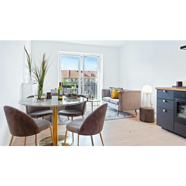 Stół Bolzano 110cm marmur/ złoty - House Nordic