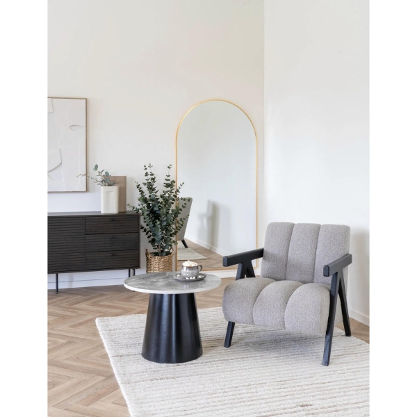 Stolik kawowy Brito 60cm szary marmur/czarny - House Nordic
