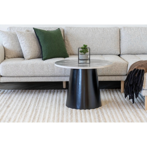Stolik kawowy Brito 60cm szary marmur/czarny - House Nordic