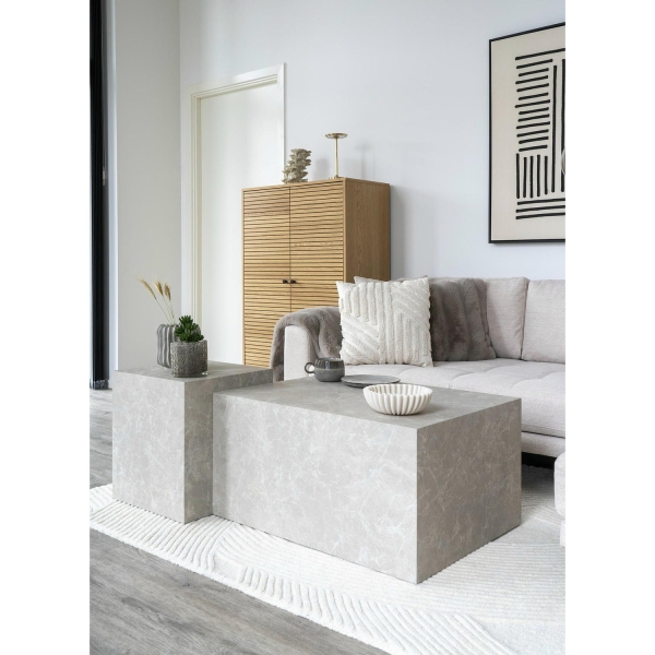 Stolik kawowy Prague 40x40cm szary marmur - House Nordic