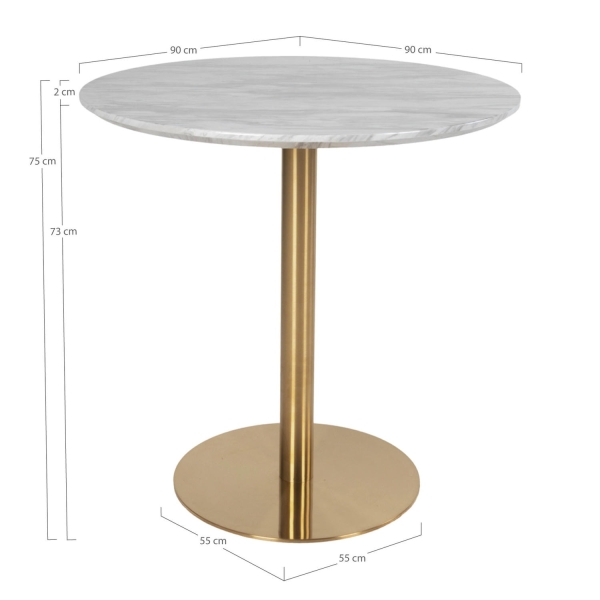 Stół Bolzano 90cm marmur/ złoty - House Nordic ApS
