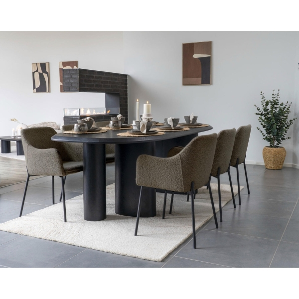 Krzesło Melilla bouclé, brązowe, nogi czarne - House Nordic ApS