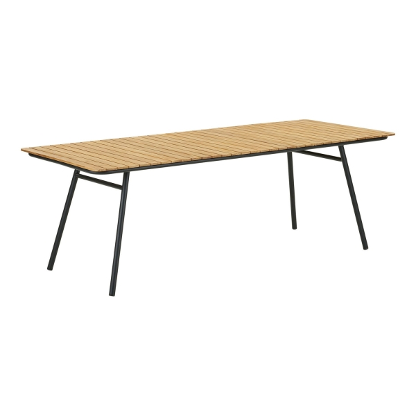 Stół Cleveland drewno tekowe, naturalny, czarne nogi 90x220 cm - House Nordic ApS