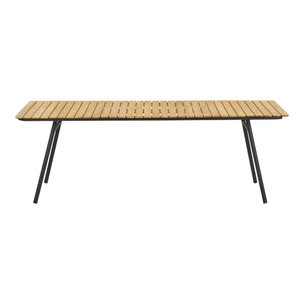 Stół Cleveland drewno tekowe, naturalny, czarne nogi 90x220 cm - House Nordic ApS