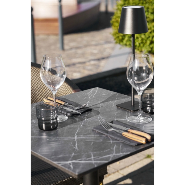 Stół Bistro ciemnoszary marmur , żeliwne czarne nogi - House Nordic ApS
