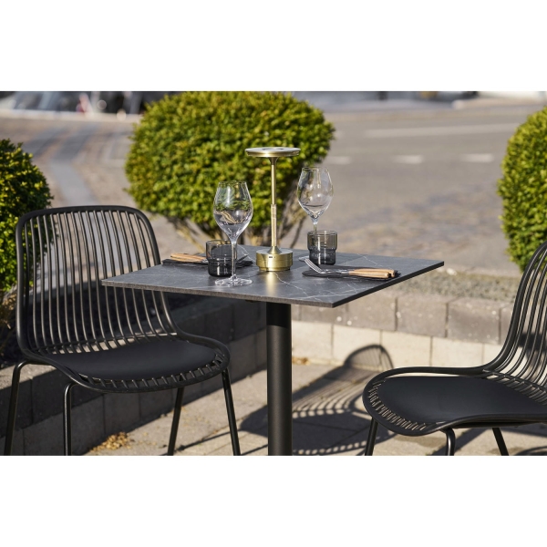 Stół Bistro ciemnoszary marmur, czarne nogi - House Nordic ApS