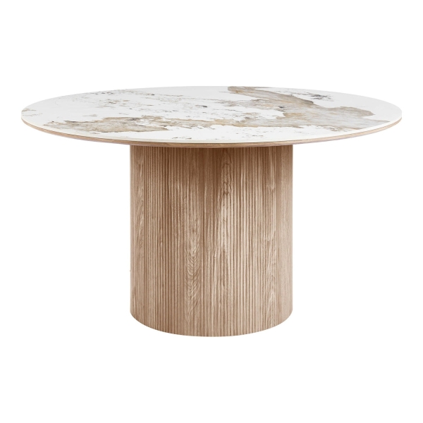 Stół Athens blat ceramiczny, biały/brązowy, 140 cm - House Nordic ApS
